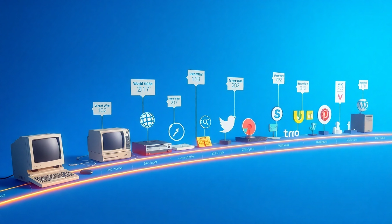 Learn about internet history through key milestones in an engaging visual timeline.