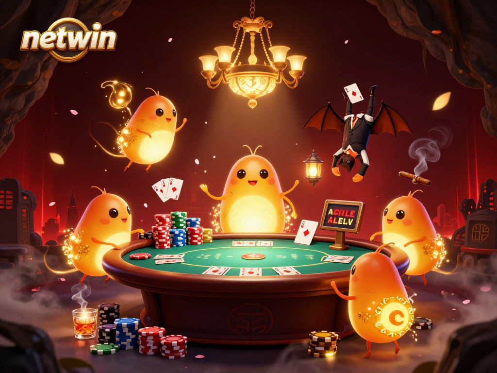 Experience thrilling poker action at netwin with glowworms enhancing the cave casino atmosphere.