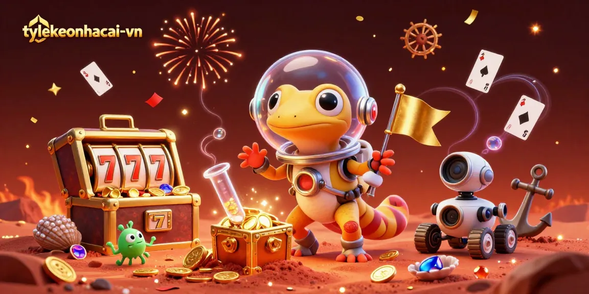 Engage in thrilling gaming at tylekeonhacai-vn with a Martian gecko discovering gold in space!