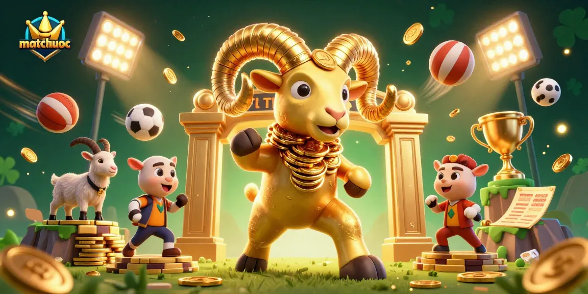 Experience thrilling betting with matchuoc at an energetic casino scene featuring a golden ram.