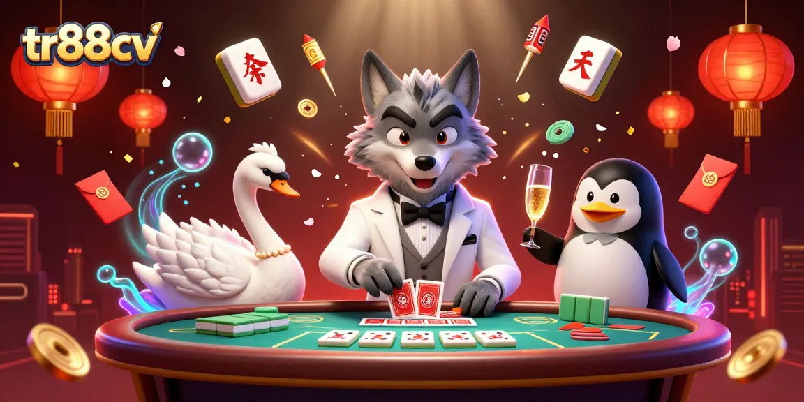 Experience thrilling gaming action at tr88cv with captivating characters at a baccarat table under festive lights.